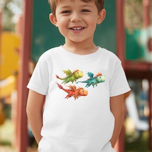 Friendly Flying Dragons Toddler Short Sleeve T-shirt | Original Design | Gender Neutral | Cute Dragon Shirt | Cute Kids Tee