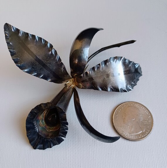 Antique Solid Sterling Silver Orchid Flower Corsa… - image 7