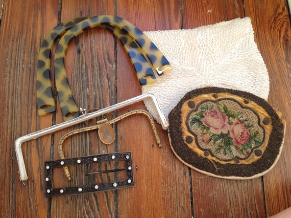 Vintage purse craft lot - beads, purse frames, ha… - image 3