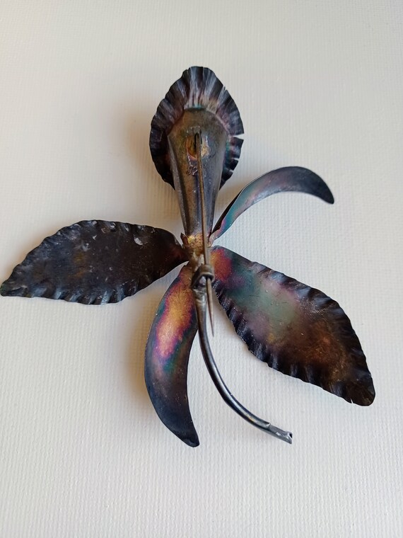Antique Solid Sterling Silver Orchid Flower Corsa… - image 4