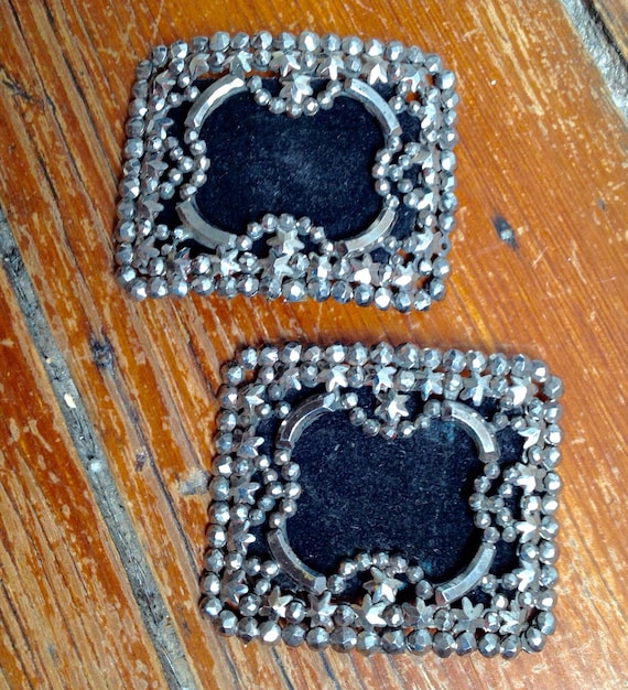Antique Victorian Cut Steel Shoe Buckle With Original Insert  display picture 3