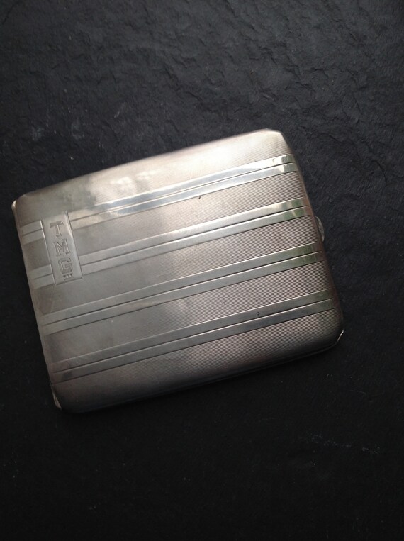 Cigarette case -solid sterling silver - Art Deco-… - image 3
