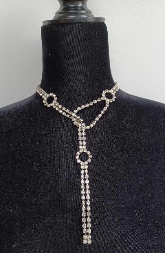 Vintage 1970s Costume Jewelry Necklace - rhineston