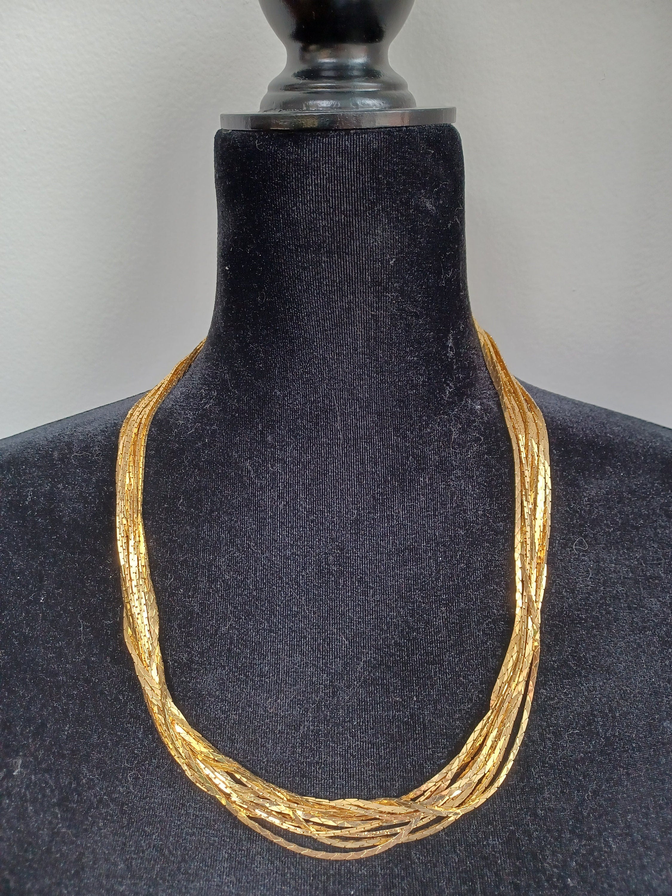 Vintage 1980s Costume Jewelry Multi Gold Chain Necklace 