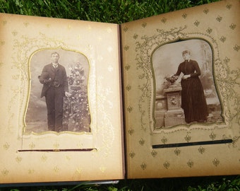 Antique Family Photo Album filled with Cabinet Photographs - Victorian- SALE
