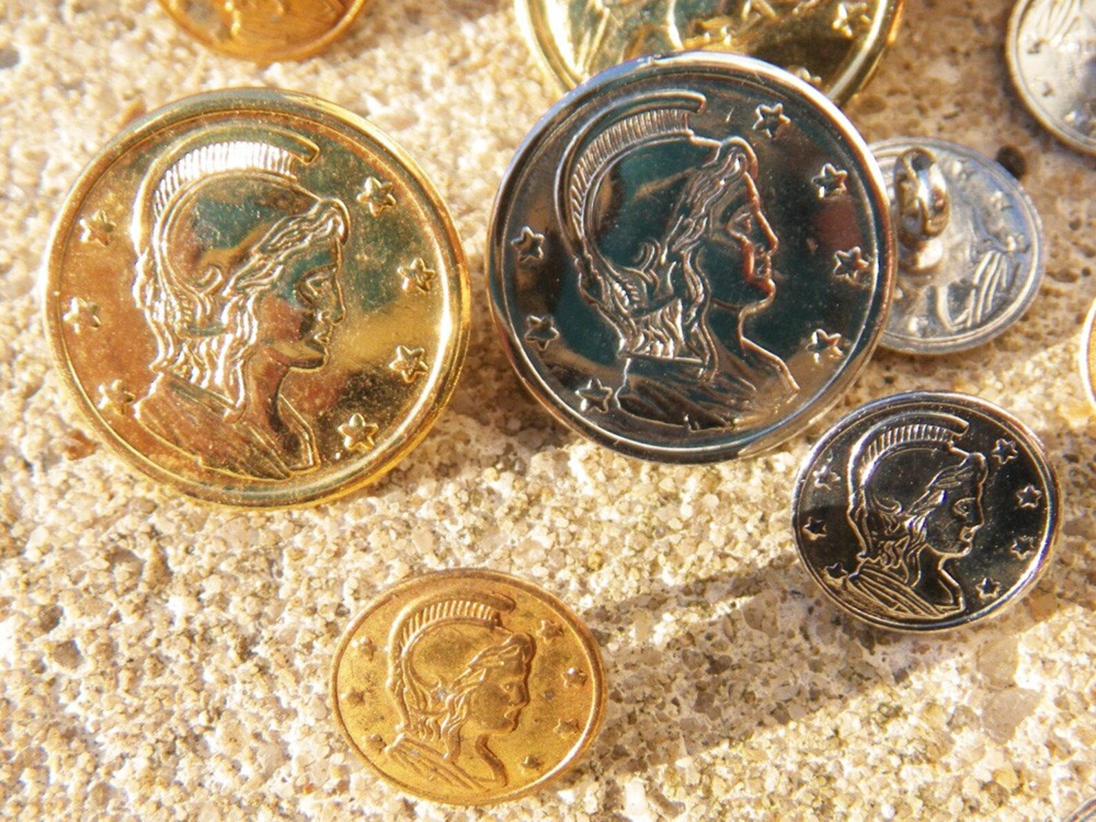 25 Vintage Metal Coin Buttons With Goddess Jewelry Making Etsy