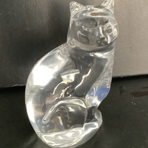 Vintage ORREFORS sitting cat paperweight