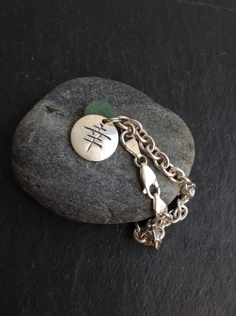 Sterling Silver Luck charm bracelet Japanese character Italy