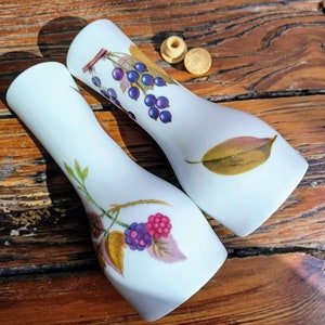 Royal Worcester Evesham Salt and Pepper Shakers - porcelain, Mid Century botanical - Fall leaves