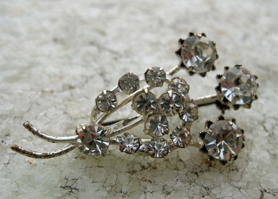 rhinestone earrings and good luck pin brooch  - 1… - image 3
