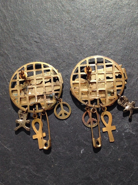 Vintage 1980s punk earrings - motorcycle, safety … - image 2