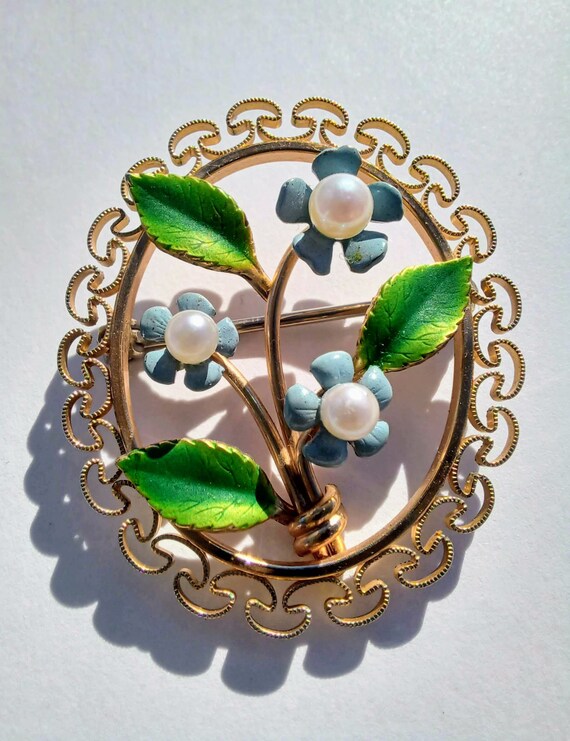 SELOVO 3.5 Inch Large Blue Flower Brooch Pin - Gold Tone Rhinestone Pendant For Scarves, Hats, Jackets - View #9