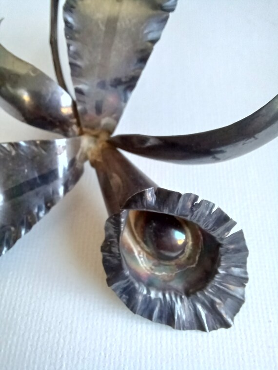 Antique Solid Sterling Silver Orchid Flower Corsa… - image 6