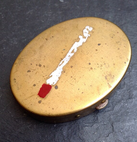 Travel Pocket Ashtray Art Deco Brass and Enamel Etsy