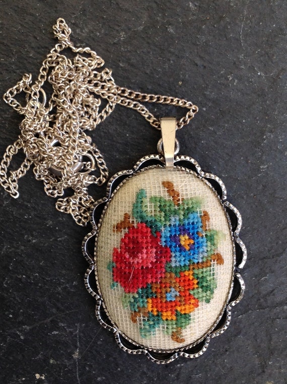 vintage needlepoint and Gem