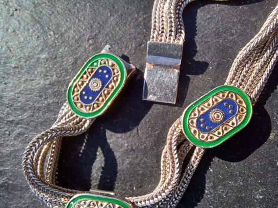 Vintage Sterling Silver and Enamel bracelet - image 2