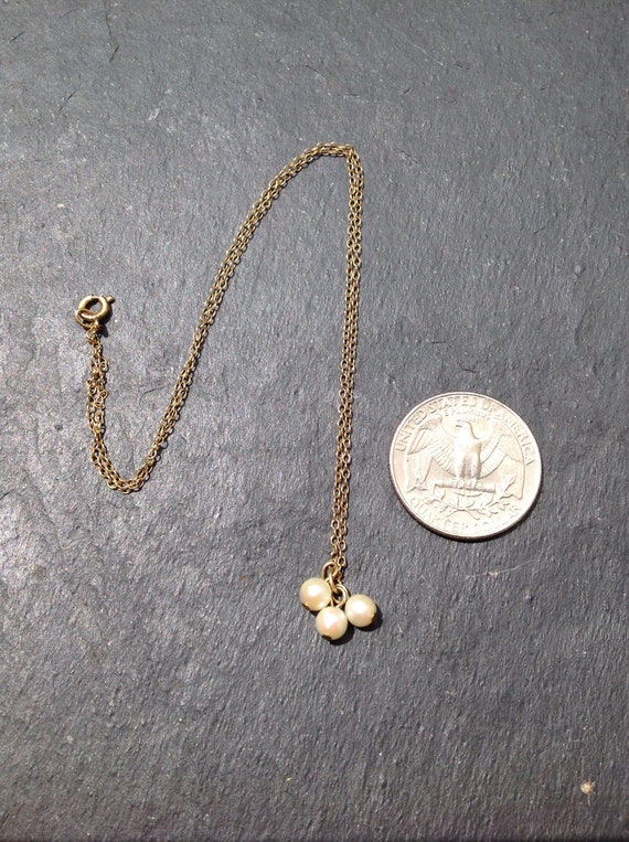 3 Pearl Pendant Necklace with 12 kt gold filled c… - image 4