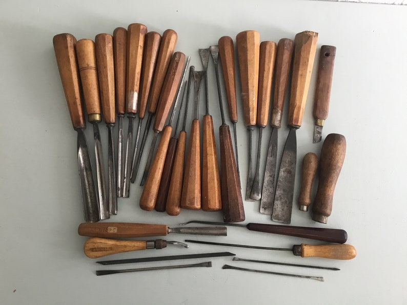 28 Antique Wood Carving Gouges Etsy