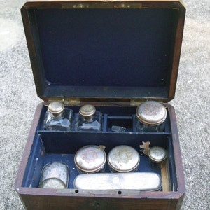 Antique Victorian Toiletry or Vanity Box - Travel Case with accessories