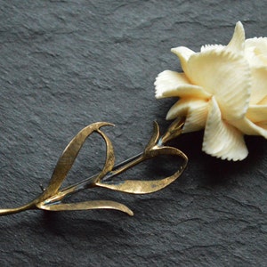 Alice Caviness Rose Brooch  1950s Gilded Sterling Silver Germany Vintage - vintage costume jewelry
