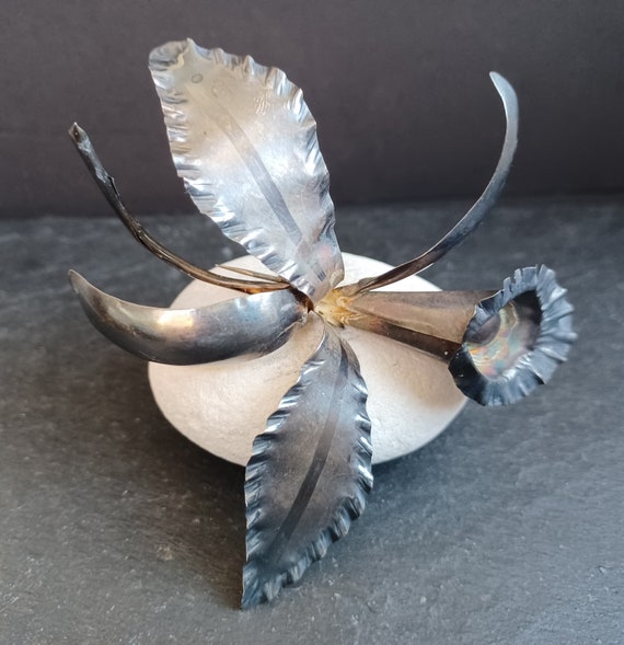 Antique Solid Sterling Silver Orchid Flower Corsa… - image 1