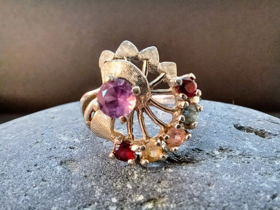 Vintage Multi Stone Cocktail or Statement Ring - … - image 1