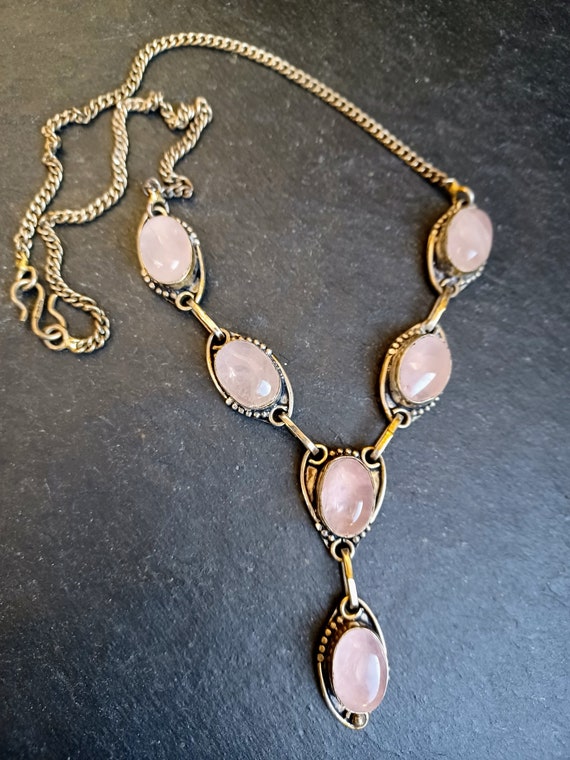 Rose Quartz and Sterling Silver Necklace