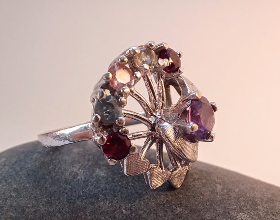 Vintage Multi Stone Cocktail or Statement Ring - … - image 4