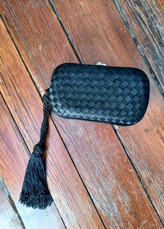 Bottega Veneta Black Evening Bag in Velvet and Satin Weave