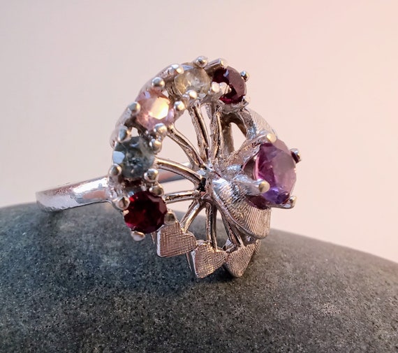 Vintage Multi Stone Cocktail or Statement Ring - … - image 6