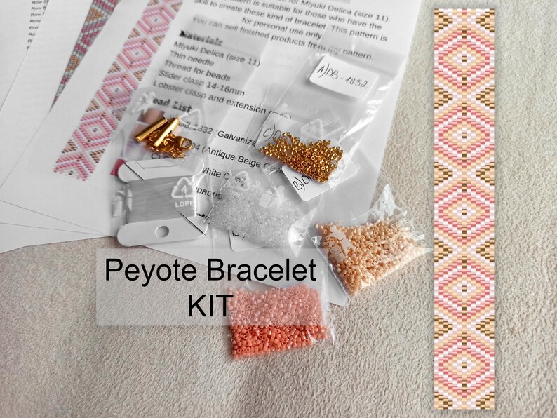 Peyote Bracelet Making KIT , Gift for Mom for Christmas , Pink ...