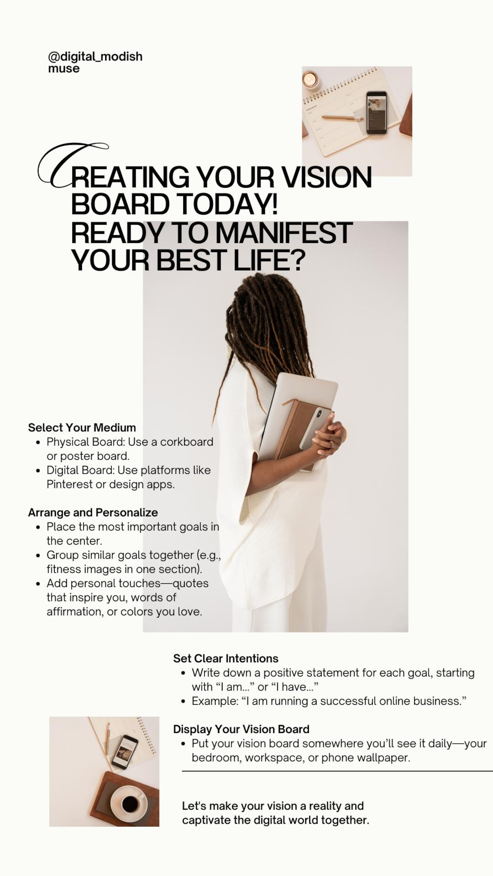 Vision Board Guide Digital Download, Vision Board Inspiration, Manifest ...