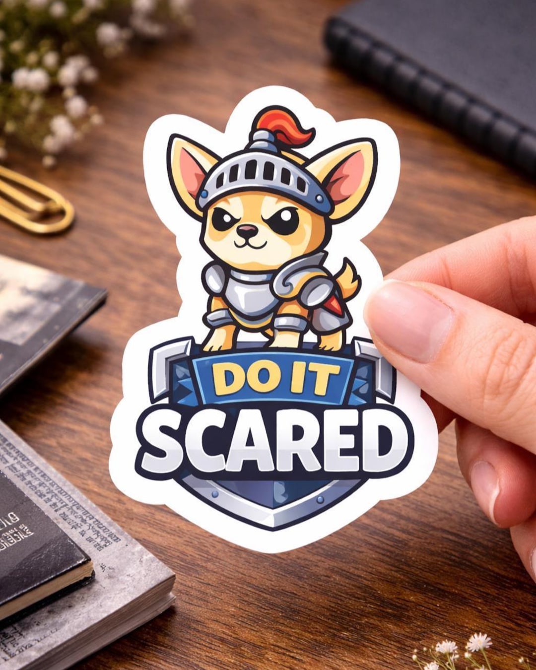 Scaed Sticker Chihuahua Sticker | Do It Scared | Vinyl Waterproof Laminated Sticker ...