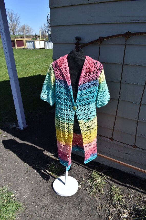 colourful crochet cardigan