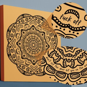 Cuss Wort Mandala SVG Versteckt Schwören Mandala Erwachsene Humor Dekor Lustig Schimpfwort Rude Mandala Print Dekorativer lustiger Druck