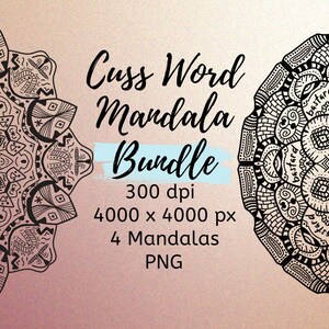 Verstecktes Cuss Wort Mandala-Bundle | Erwachsene Humor Geschenk | Schwören Profanität Lustiges Gag-Geschenk für Freund PNG