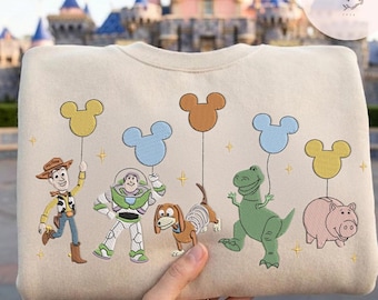 EMBROIDERED Toy Story Balloon Shirt, Disney World Toy Story T Shirt Sweatshirt Hoodie, Woody Buzz Lightyear Gift, Disney Trip Family Outfit
