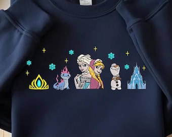 Sudadera con capucha bordada de la princesa Elsa, Anna y Olaf de Disney, camiseta Frozen, viaje de chicas Disney, camiseta Frozen de Disney World y Disneyland.