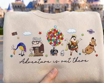 EMBROIDERED Disney Up Adventure Is Out There TShirt Sweatshirt Hoodie, Carl Fredricksen Russell Dug Kevin, WDW Disneyland Trip Outfits