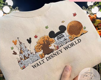 EMBROIDERED Walt Disney World Fall Vibes Halloween Tshirt Sweatshirt, Tis the season Autumn castle pumpkin WDW Disneyland Embroidery shirt