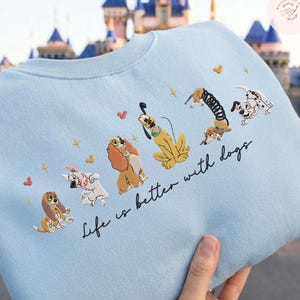 EMBROIDERED Disney Dogs All Characters TShirt Sweatshirt Hoodie, Retro Disney Dog Tee, Pluto Slinky Disney Puppy, Disney Pet Lovers Baby Tee