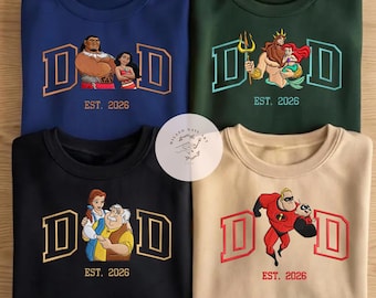 EMBROIDERED All Disney Dad Characters TShirt Sweatshirt Hoodie, Disney Dad vibes, Goofy Mufasa King Triton Apparel, Disney Father's Day Gift