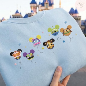 EMBROIDERED Toy Story Characters Balloon TShirt Sweatshirt Hoodie, Woody Jessie Alien Slinky Buzz Bo Peep, WDW Disneyland Embroidery Shirt image 1