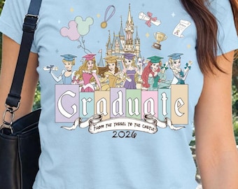 Vintage Disney Princess Graduate 2026 Boxy tee Comfort colors shirt, From the tassel to the castle Cropped shirt, WDW Disneyland Grad trip