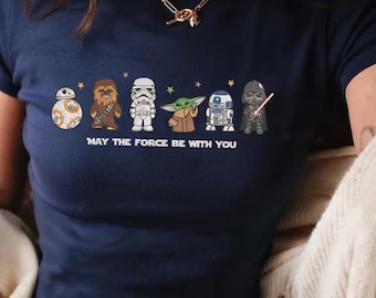EMBROIDERED Star Wars Character Baby Tee, May the Force Be With You, WDW Star Wars Day, Star Wars Disneyland Vacation Outfit
