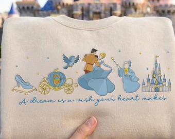 EMBROIDERED Disney Cinderella TShirt Sweatshirt Hoodie, Princess Cinderella Bow Shirt, Magic Kingdom Girls Trip, Disney Princess shirt