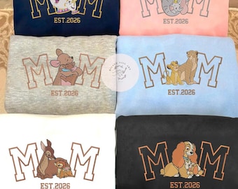 EMBROIDERED All Disney Mom Characters TShirt Sweatshirt Hoodie, Duchess Perdita Mrs. Potts Helen Parr Mrs. Jumbo, Disney Mother's Day Gift