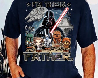 Star Wars Father's Day Shirt with Kids’ Names, Space Dad Tee, Custom Star Wars Character T-Shirt, Disney World Shirt, Disney Family Shirt