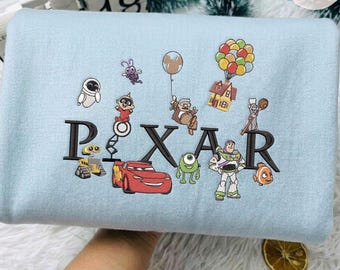 EMBROIDERED Disney Pixar Characters Group Shirt, Toy Story Up Remy Monsters Inc Cars Incredibles, Disney Vacation Shirt, Pixar Fest Outfit