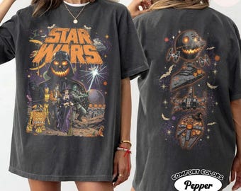 Vintage Retro Star Wars Mashup Halloween Shirt, Darth Vader & Stormtrooper Mickey Ears, Space Ship Dead Star, Disney Halloween Family Outfit